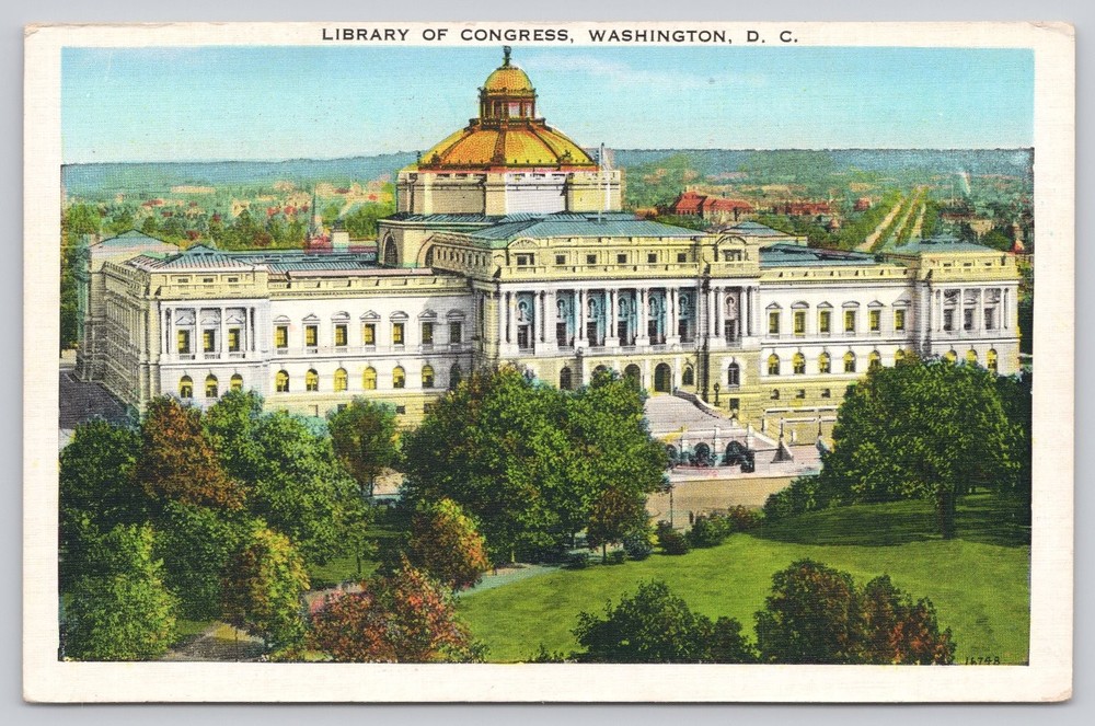 Vintage Linen Postcard Library of Congress Washington DC B.S. Reynolds