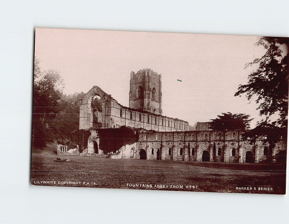 Postcard Fountains Abbey in North Yorkshire England