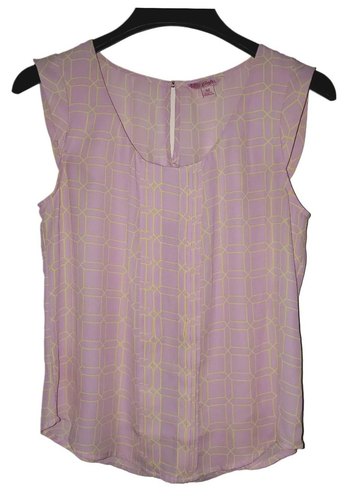Candies Pink & Yellow Semi Sheer Sleeveless Tank Top Women's Size M