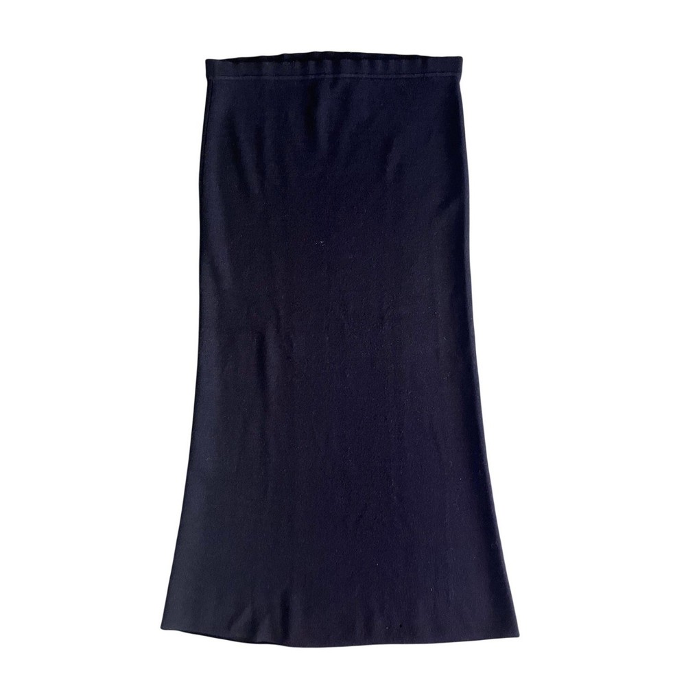 Vintage Italian Merino Wool Skirt Womens Large Black Hong Kong Jones New York