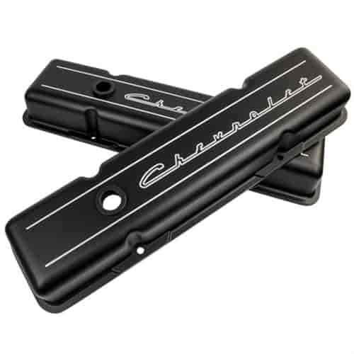 Billet Specialties BLK95123 SBC Valve Cover Set for 2.75in Short HEI