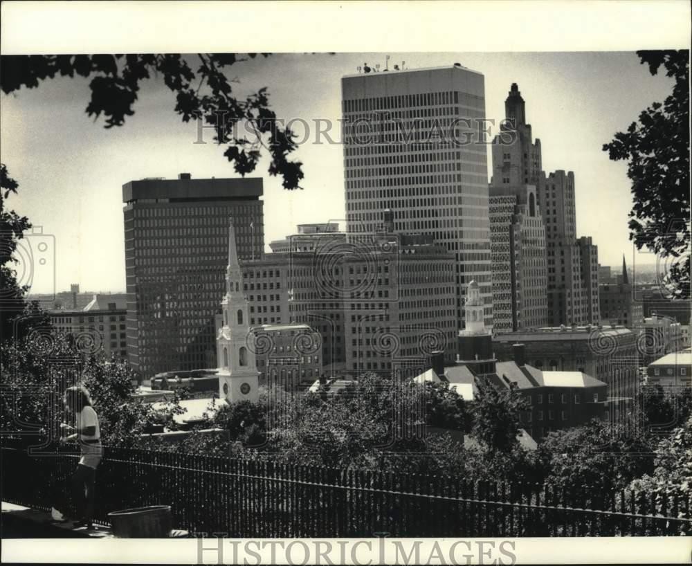 1997 Press Photo View of Providence, Rhode Island as seen from Prospect Terrace