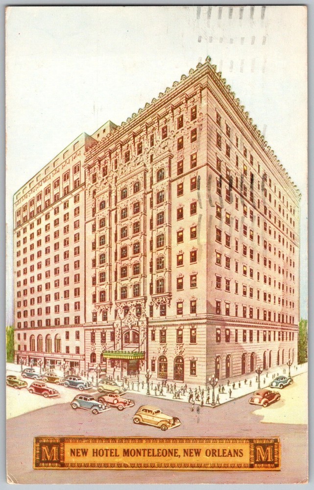 Vtg Postcard Hotel Monteleone Entrance New Orleans, LA 1950s