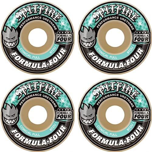 Spitfire Wheels Formula Four Conical Full White/Turquoise 58mm 97a (Set of 4)