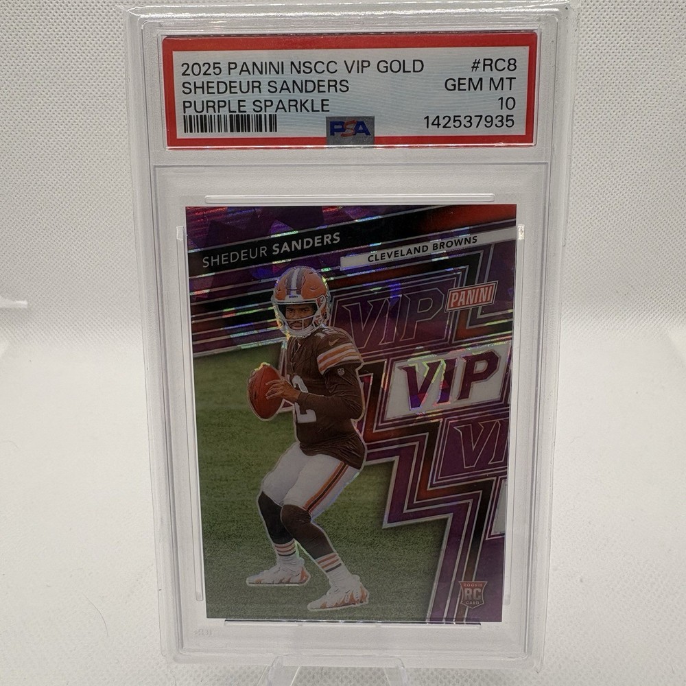 2025 Panini National Convention Vip Gold Pack - Rookies Shedeur Sanders #RC8 Purple Sparkle Prizm /50 (RC)