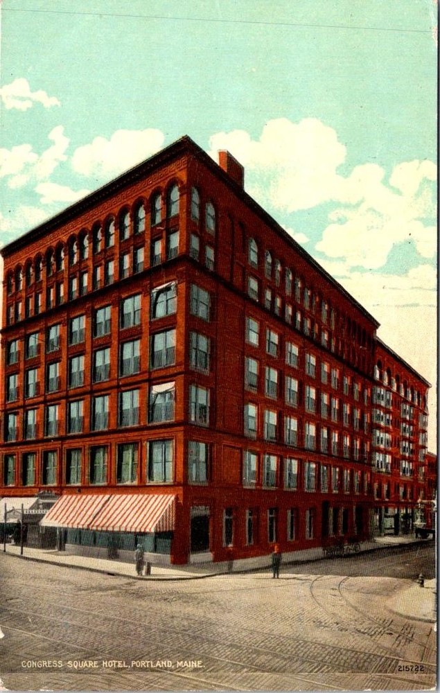 1913, Congress Square Hotel, PORTLAND, Maine Postcard