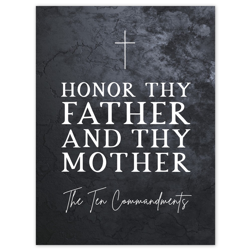 Ten Commandments Honor Thy Father and Mother Bible Verse Large 18x24 Art Print