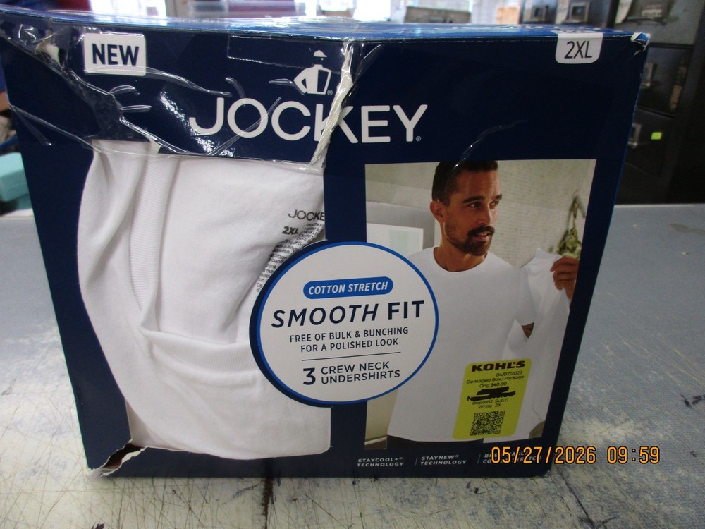 Set Of 3 Jockey Men’s White Cotton Smooth Fit Crew Neck Undershirts Size 2XL