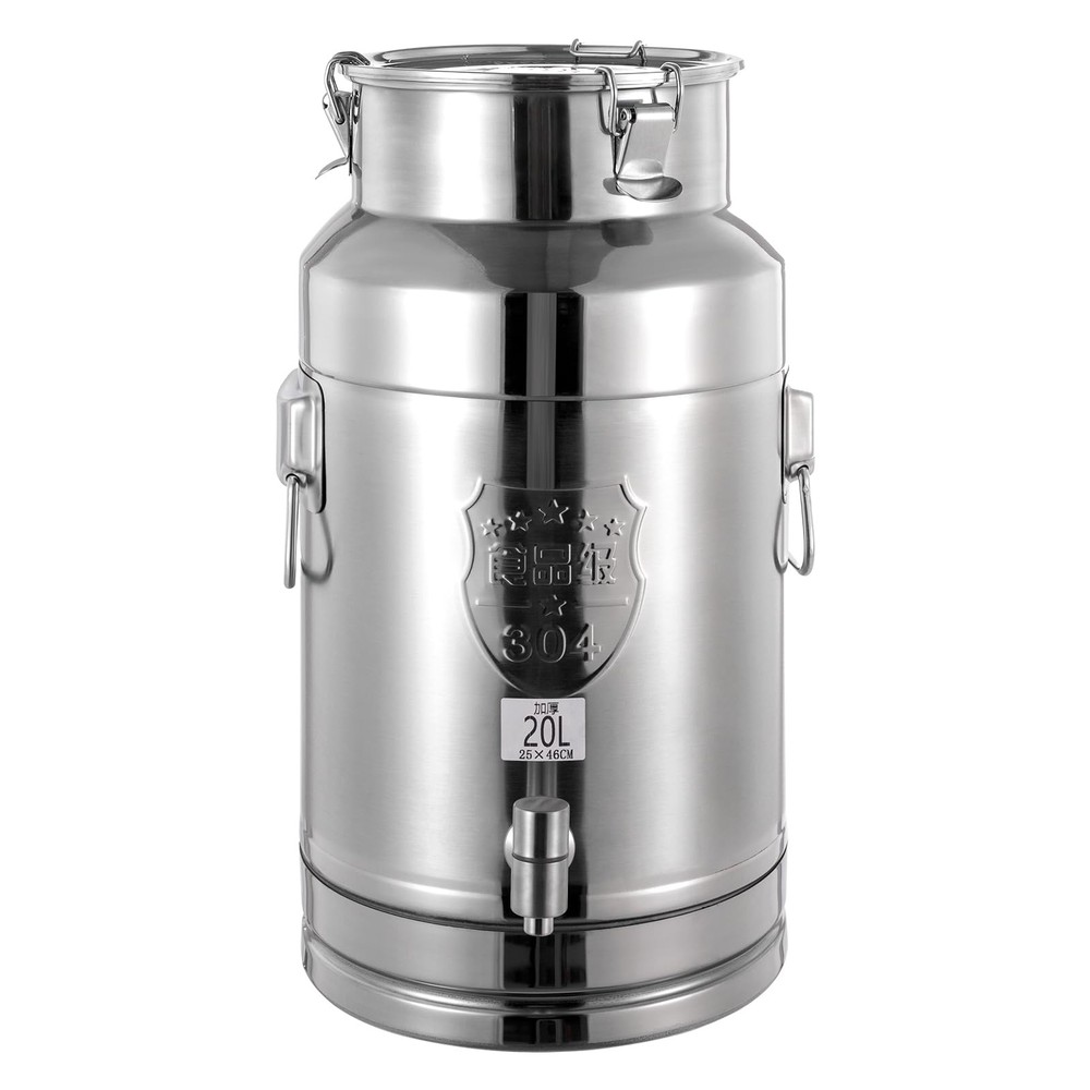 20L 304 Stainless Steel Milk Can Oil Pail Storage Bucket Wine Barrel Canister US