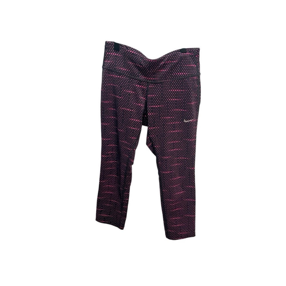 NIKE DRI-FIT Womens Capri Yoga Workout Pants Geometric Pink Black XS