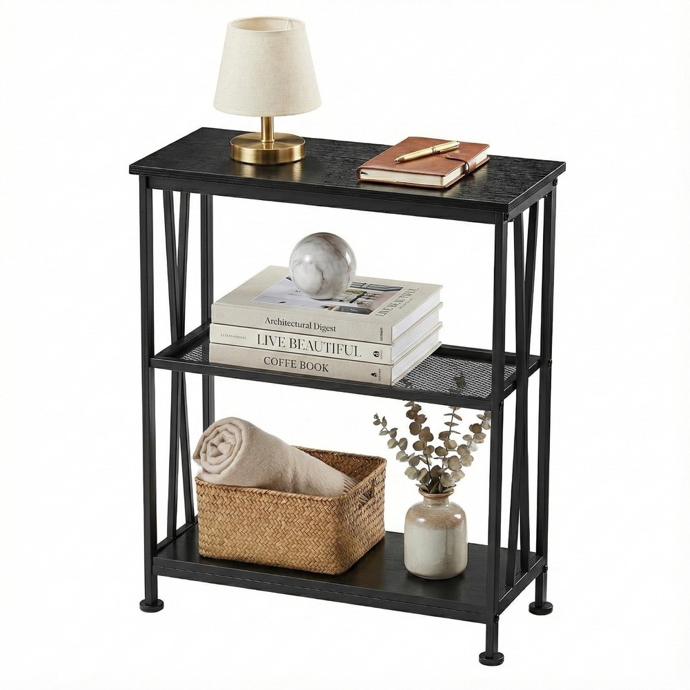Narrow Side Table,3-Tier End Table With Storage Shelves,Small Hallway Table, ...