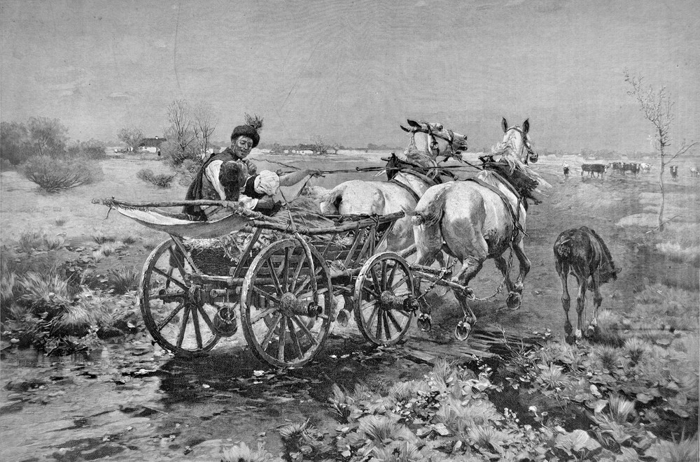 Carriage, country nature scene Decorative Poster. Home Graphic Art Design 3996