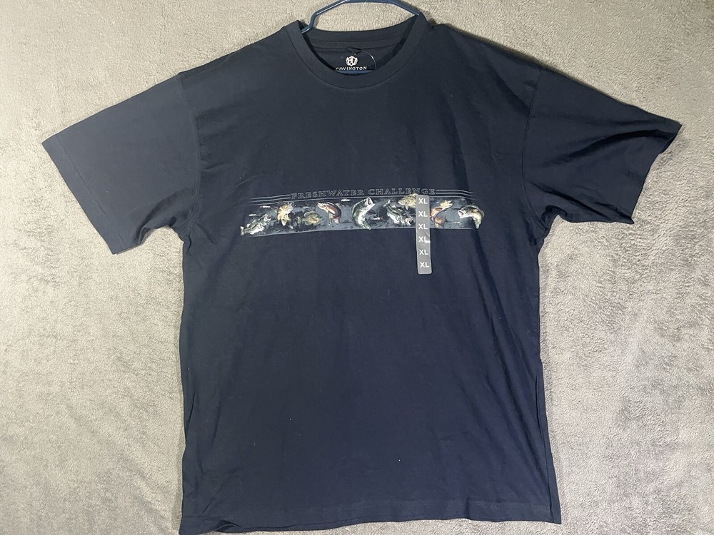 Covington Front Graphic Fishing Design Cotton T Shirt Adult Size XL