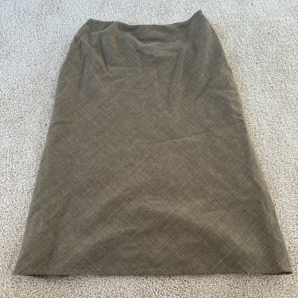 Lauren Ralph Lauren Midi Skirt Olive Brown 100% worsted wool Made in USA Size 6