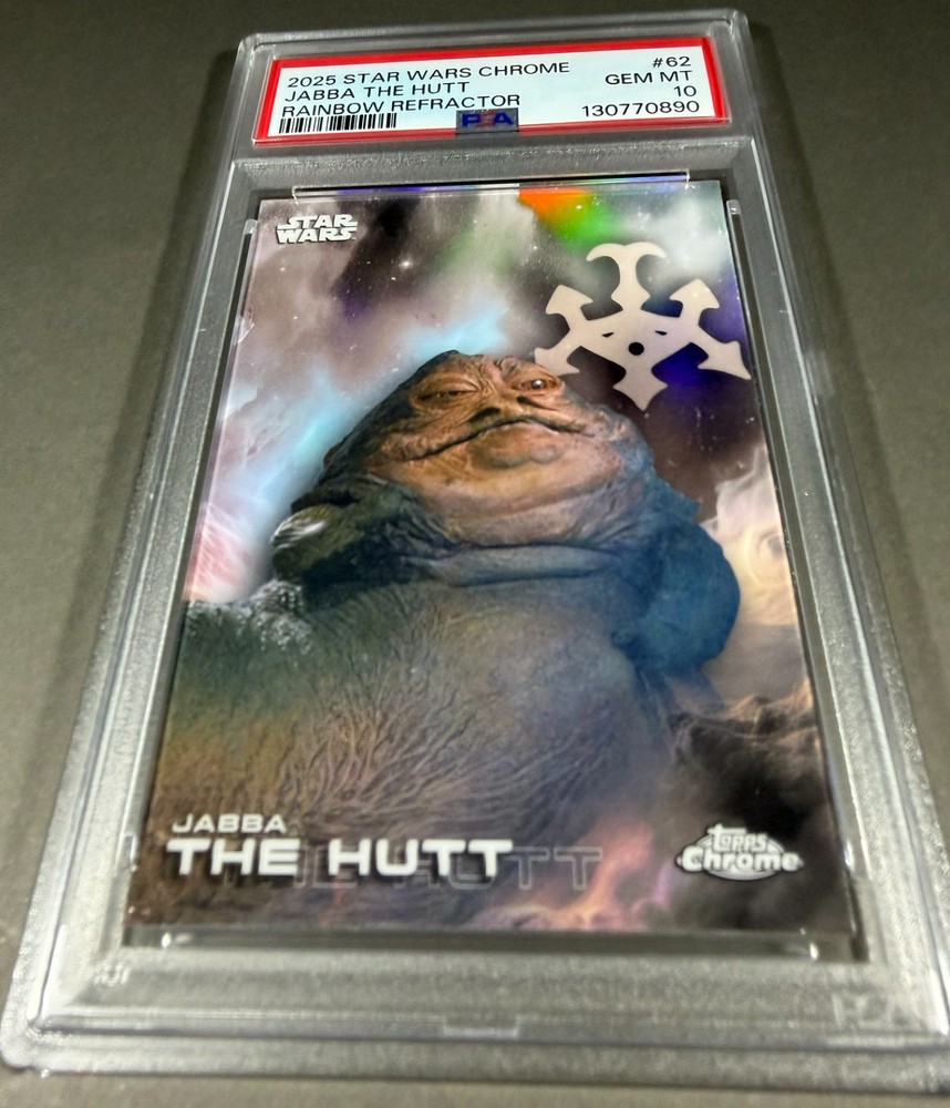 (PSA 10) 2025 Star Wars Chrome #62, “Jabba The Hutt” Rainbow Refractor