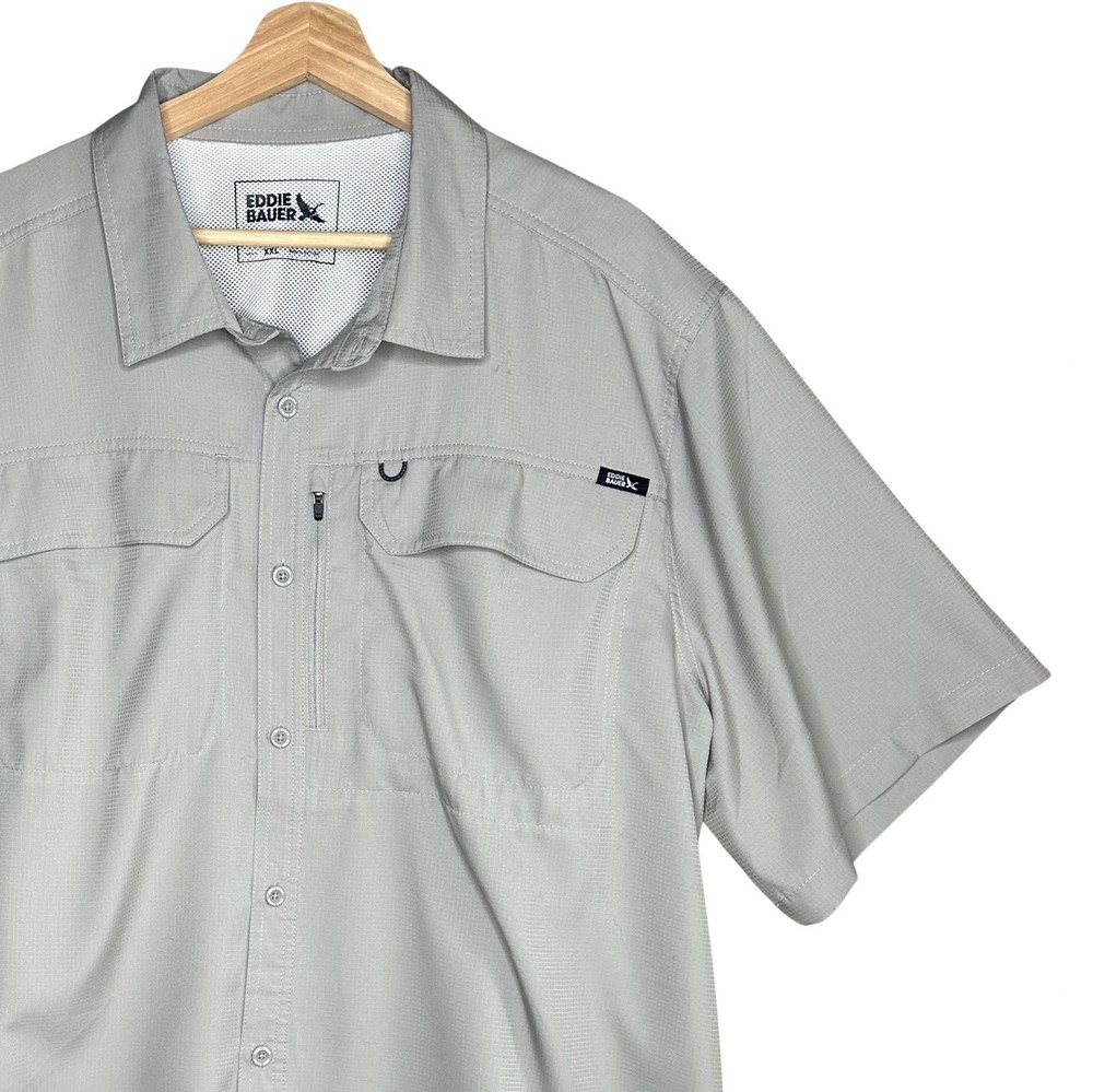 Eddie Bauer 2XL Gray Men’s Short Sleeve Button-Up vented Outdoor Shirt