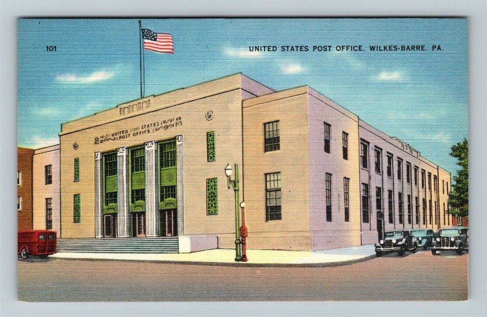 Wilkes Barre PA-Pennsylvania, United States Post Office Vintage Postcard