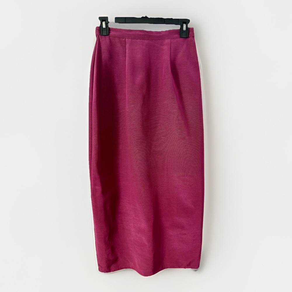 VTG 80’s Purple Magenta Maxi High Waist Pencil Skirt Sz 7/8 Textured Shimmer