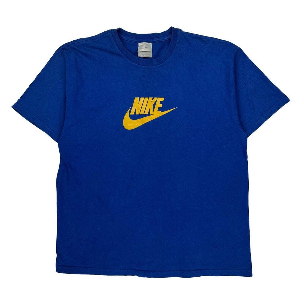 Nike Graphic T-Shirt - Large Blue Cotton