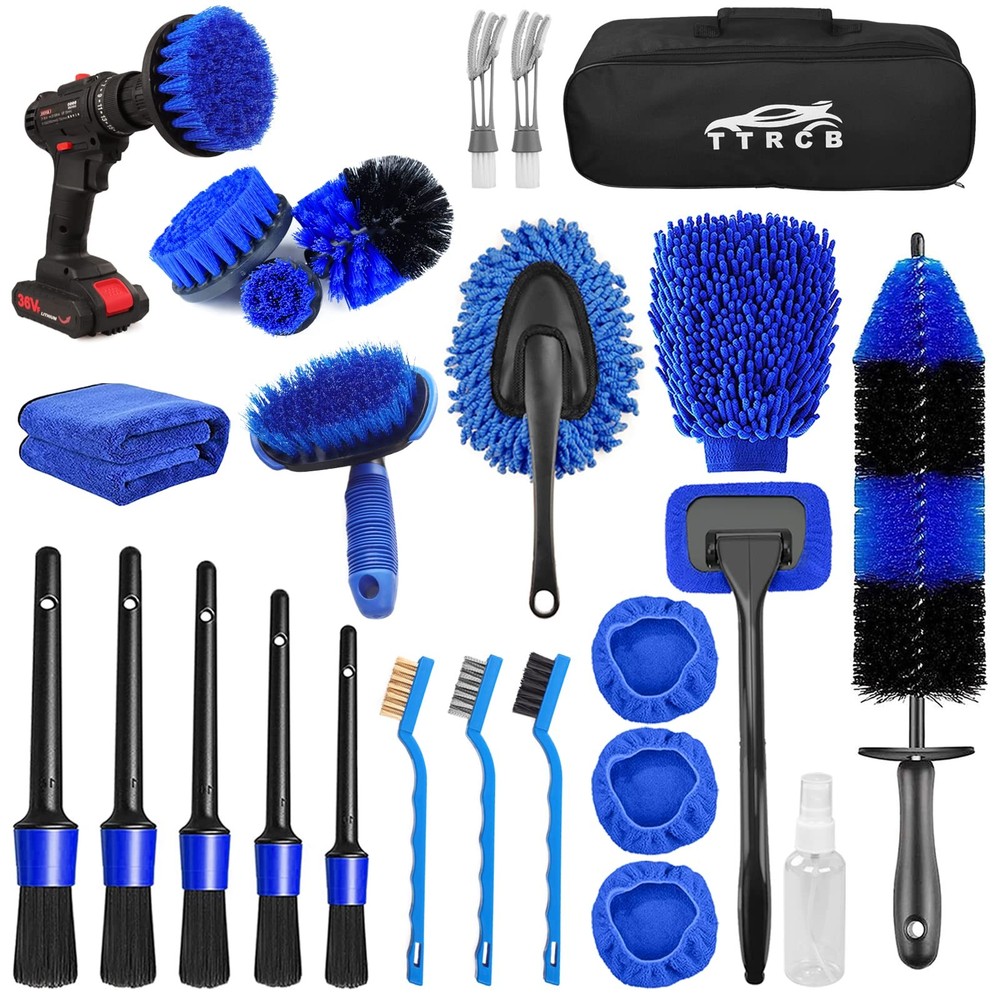 26Pcs Car Detailing Brush Set Professional Cleaning Kit for Interior  Exterior