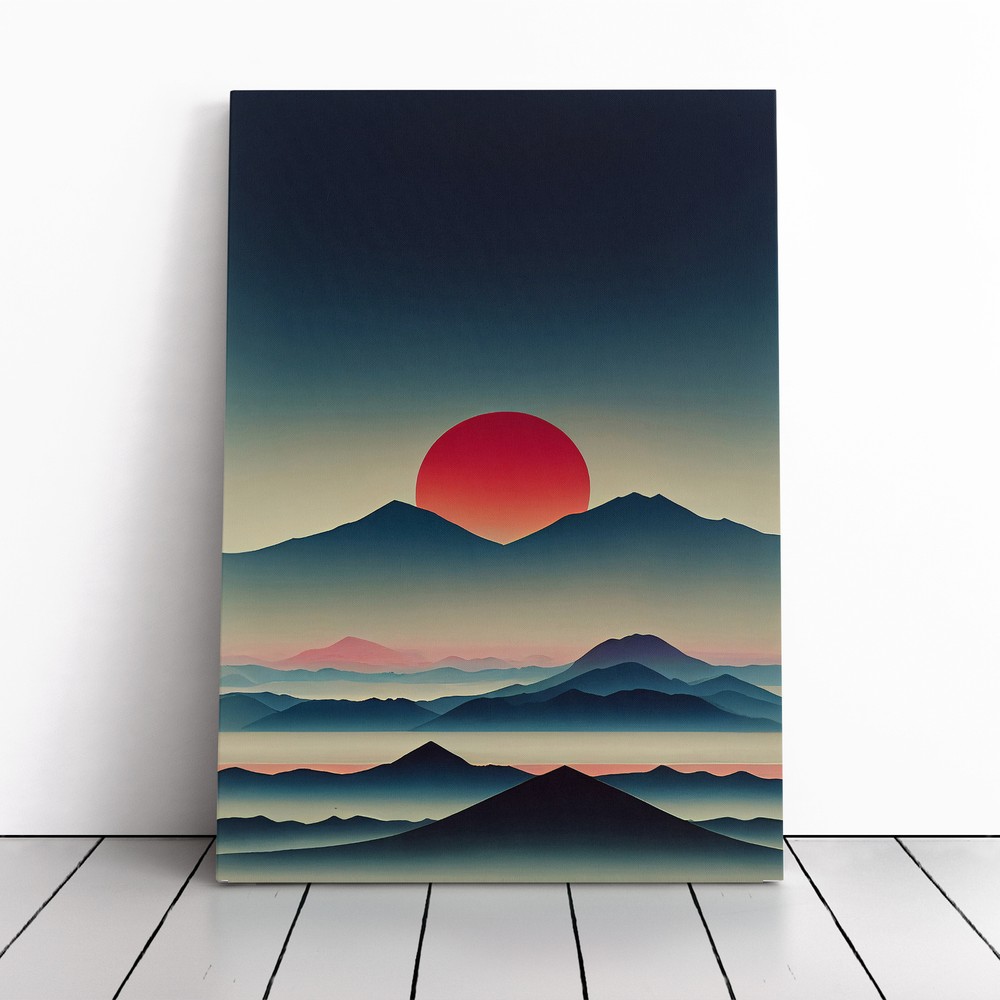 Abstract Sunset Over Mountains No.2 Canvas Wall Art Print Framed Picture Lounge