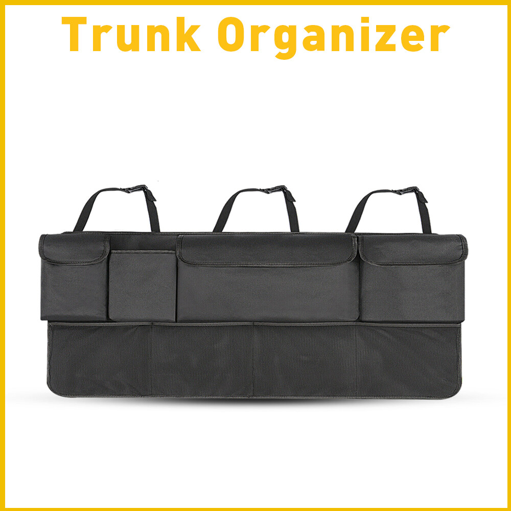 Car Rear Trunk Organizer Back Accessories Seat Storage Bag 8 Pockets Oxford Mesh
