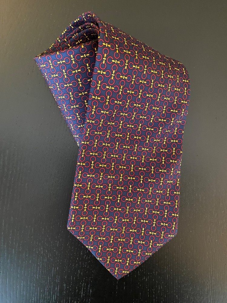 VTG Brooks Brothers 100% Silk Neck Tie Navy/Red Academia Traditional Preppy USA