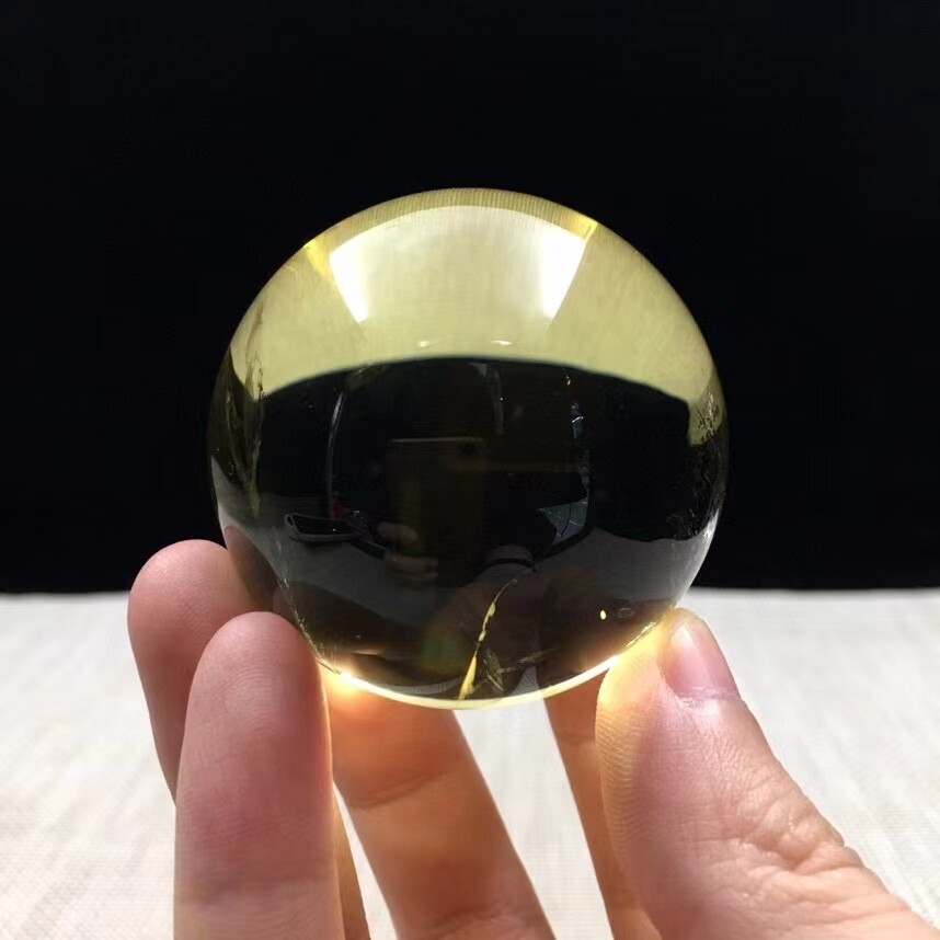 49mm AAA Natural Citrine Quartz Sphere Rainbow Crystal Ball for Reiki Healing 170g