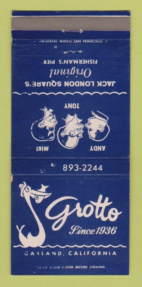 Matchbook Cover - Grotto Restaurant Oakland CA  30 Strike