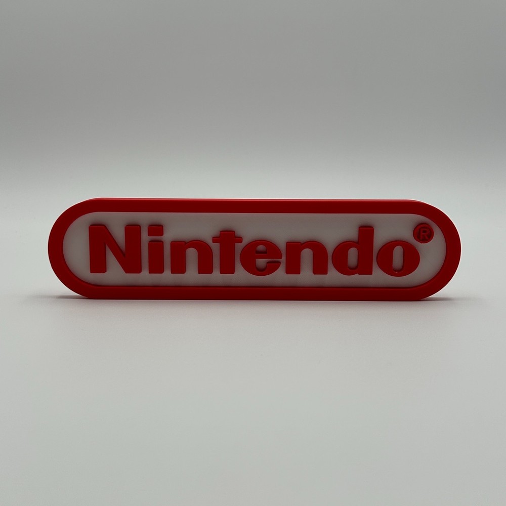 Nintendo Logo Sign Wall Art Decor Video Game Room 3D Printed Collectible Red