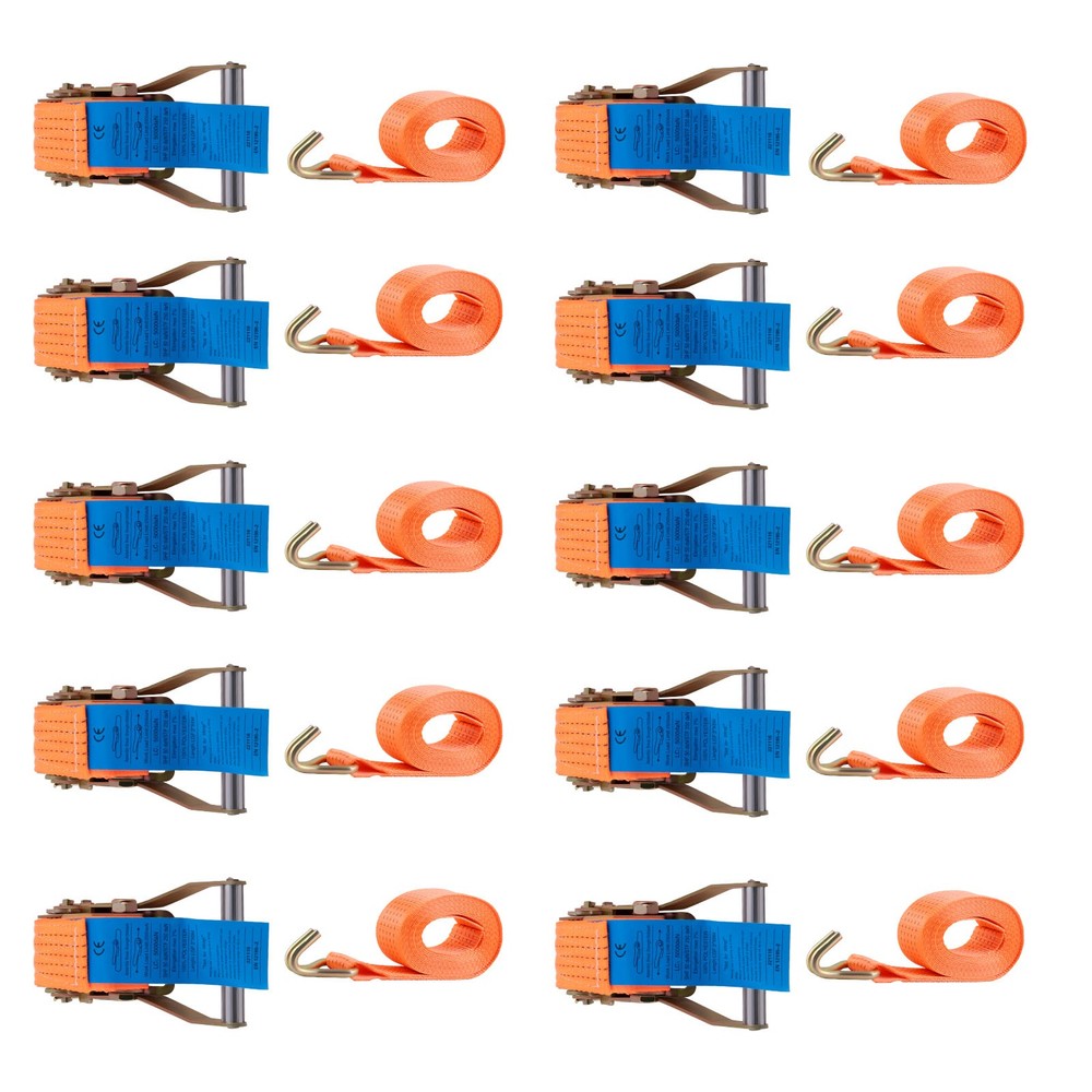10pcs  5t*6m*50mm Ratchet Strap Tie Down W/ J Hook Lashing Strap 5000kg