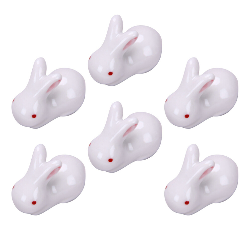 6 Pcs Garden Mini Decorations Bunny Chopstick Holder Portable