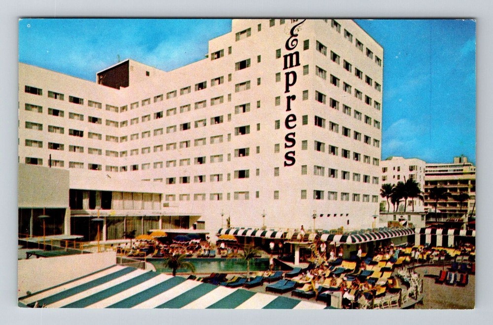 Miami FL-Florida, Empress Hotel Pool and Cabana Club, Advert Vintage Postcard