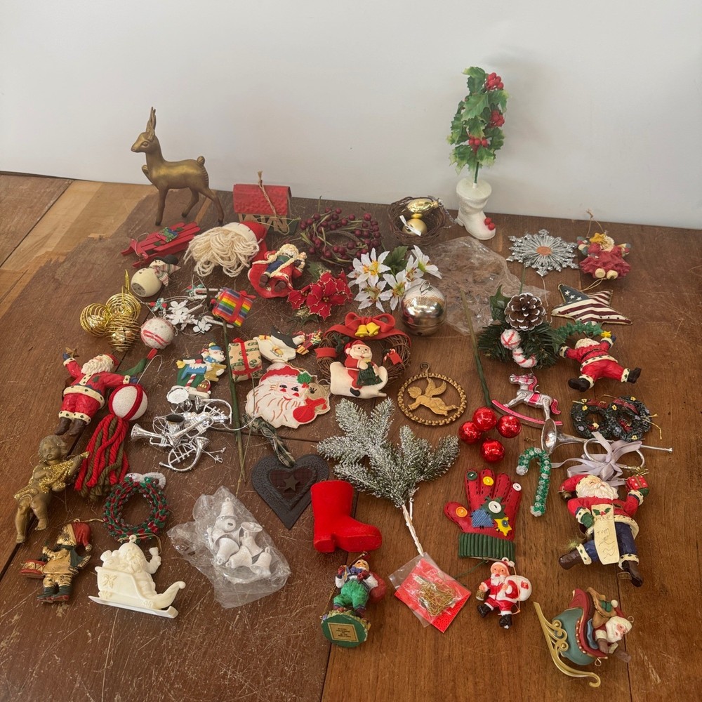Vintage Modern Christmas Ornament Decor Faux Floral Accent Bundle Lot-image