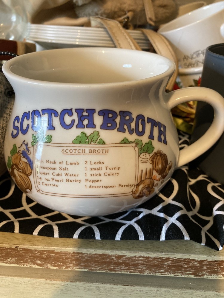 Tabletops Unlimited Vintage Scotch Broth Soup Ceramic Recipe Mug Bowl Cup