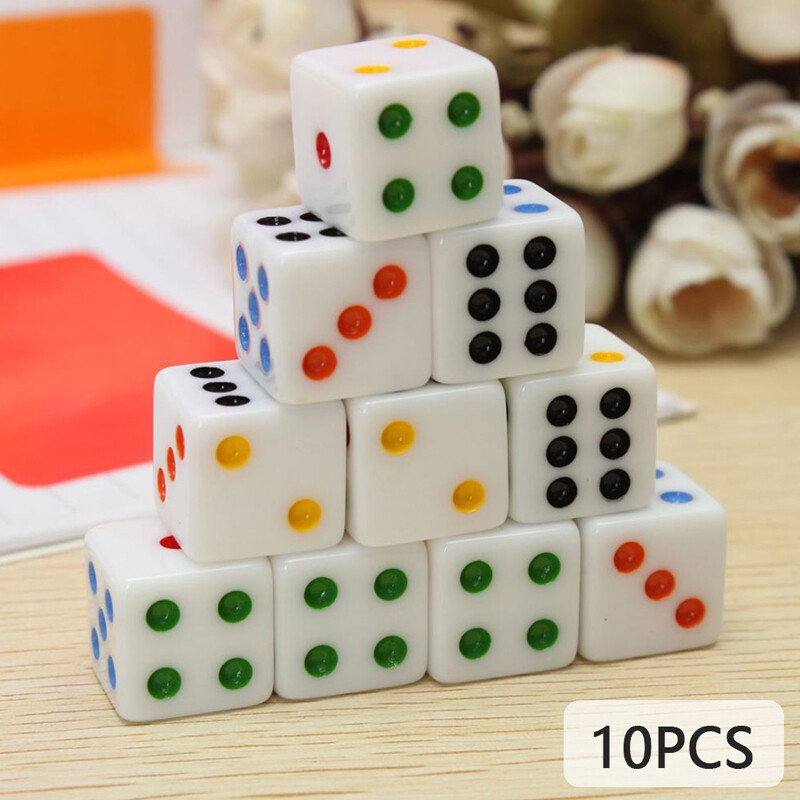 10PCS/Lot Dice Set Colored Acrylic 6 Sided Dice For Club/Partyh^a
