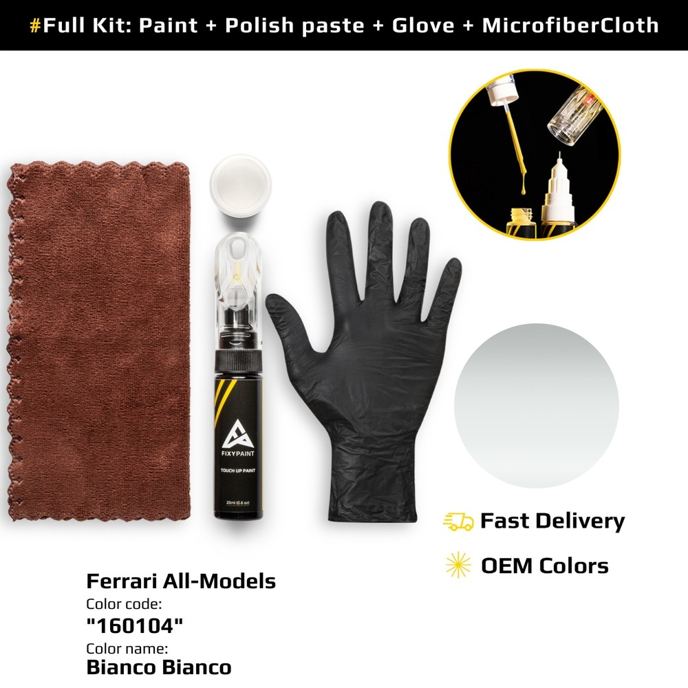 Touch up Paint for Ferrari Code: 160104 Bianco Bianco Professional Repair