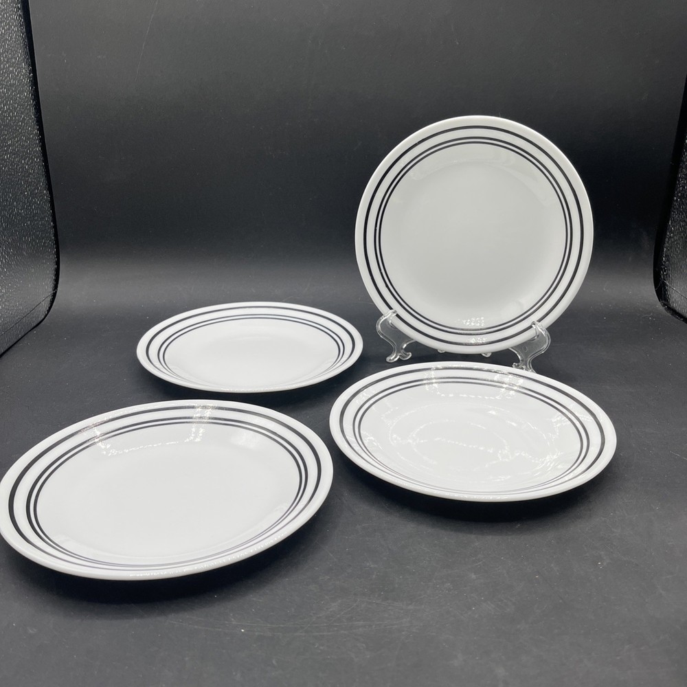 Lot Of 4 - Corelle Classic Cafe Black Bread And Butter Plates