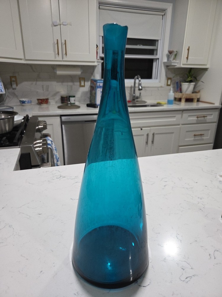 BLENKO Art Glass # 920 Turquoise Genie Bottle Decanter ANDERSON MC