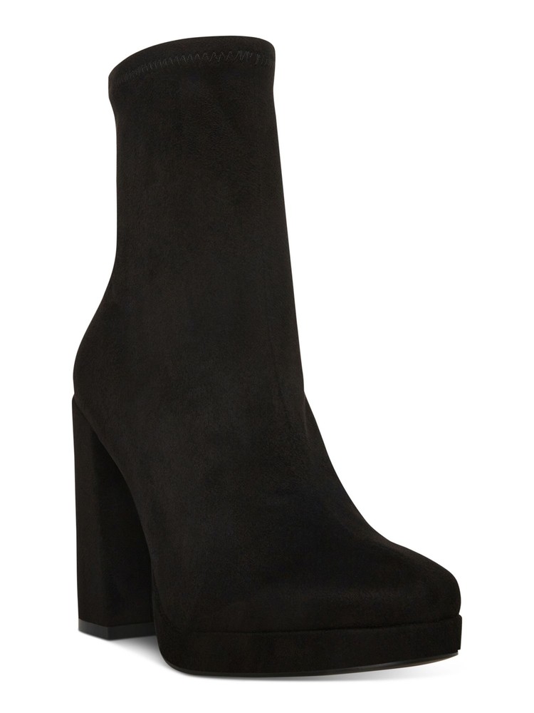 STEVE MADDEN Womens Bone Black Macayla Round Toe Block Heel Zip-Up Booties 10 M