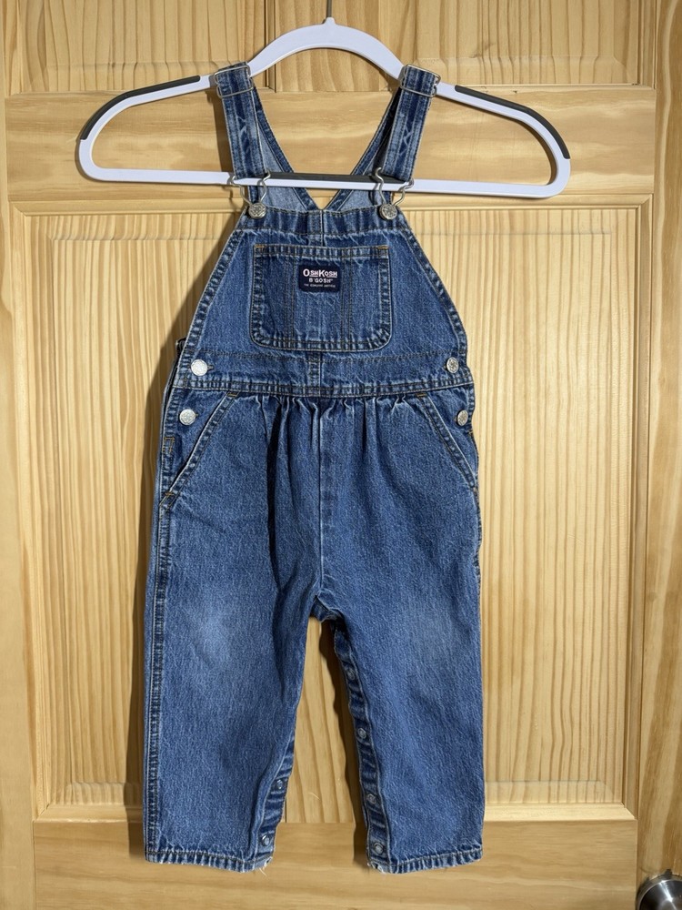 Vintage OshKosh B'Gosh 90s Denim Overalls Blue Medium Wash Classic 2/2T
