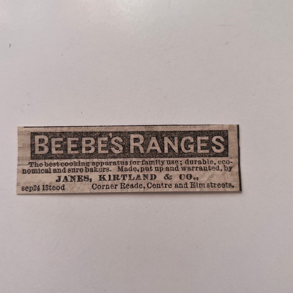 Beebe's Ranges Janes Kirtland & Co Corner Reade 1869 NY Clipping SAJ7-S107