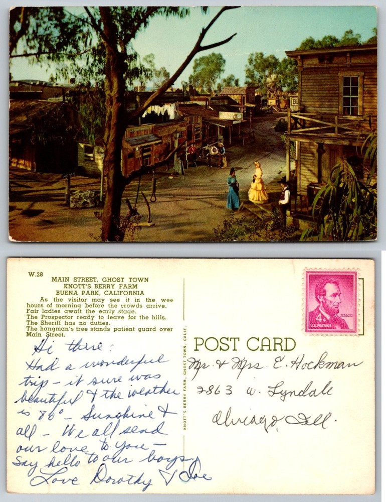 Knott's Berry Farm Ghost Town Main Street Postcard Vintage California Theme Park