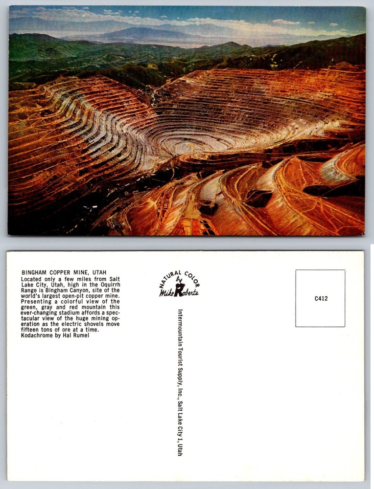 Bingham Copper Mine Utah Postcard - World's Largest Open-Pit Mine