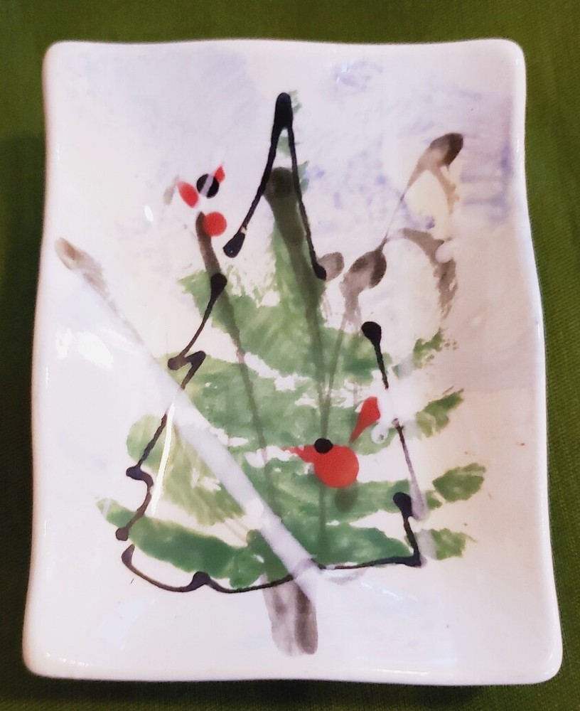 Charming Ceramic Artist Christmas Tree Accent Dish-image