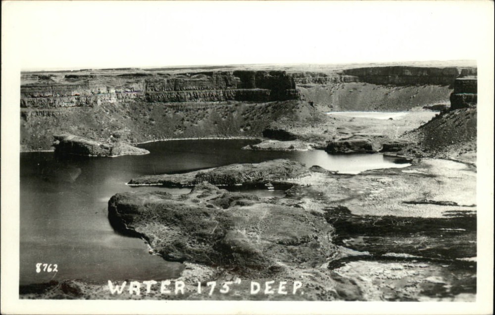 RPPC Coulee City WA Dry Falls State Park alligator rock real photo postcard