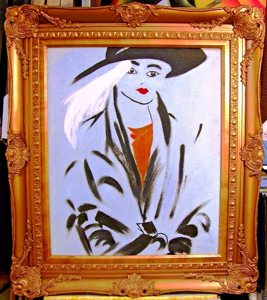 MODERN COOL BLONDE LADY HAT PAINTED 24