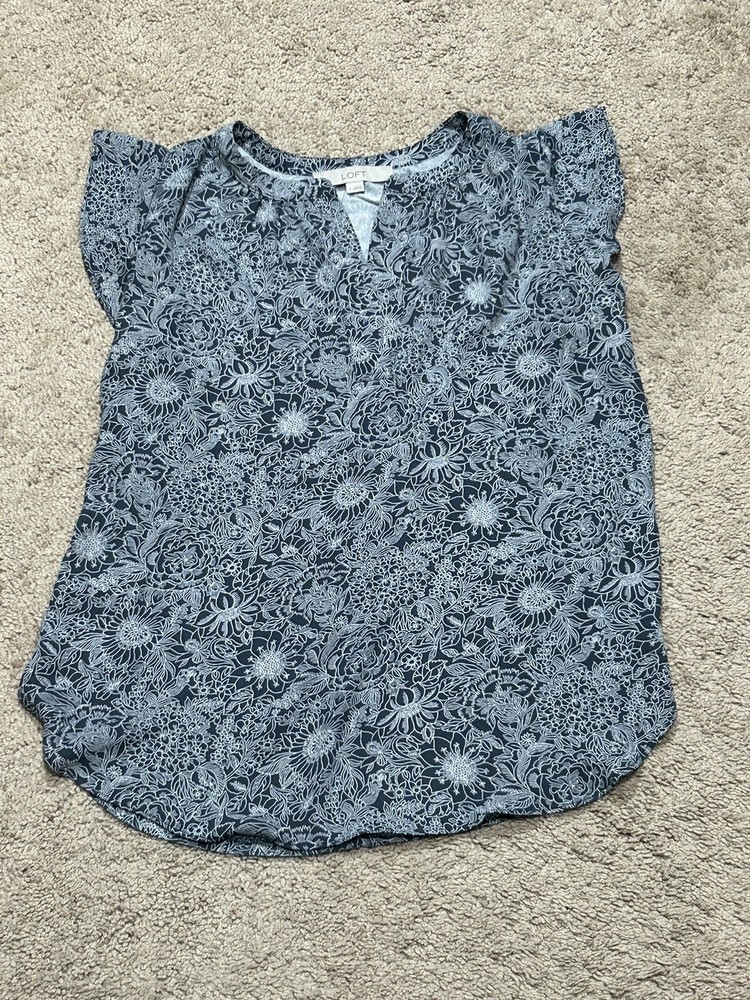 Loft Womens Shirt Size Small Multicolor Floral Print Lightweight Flowy Classic