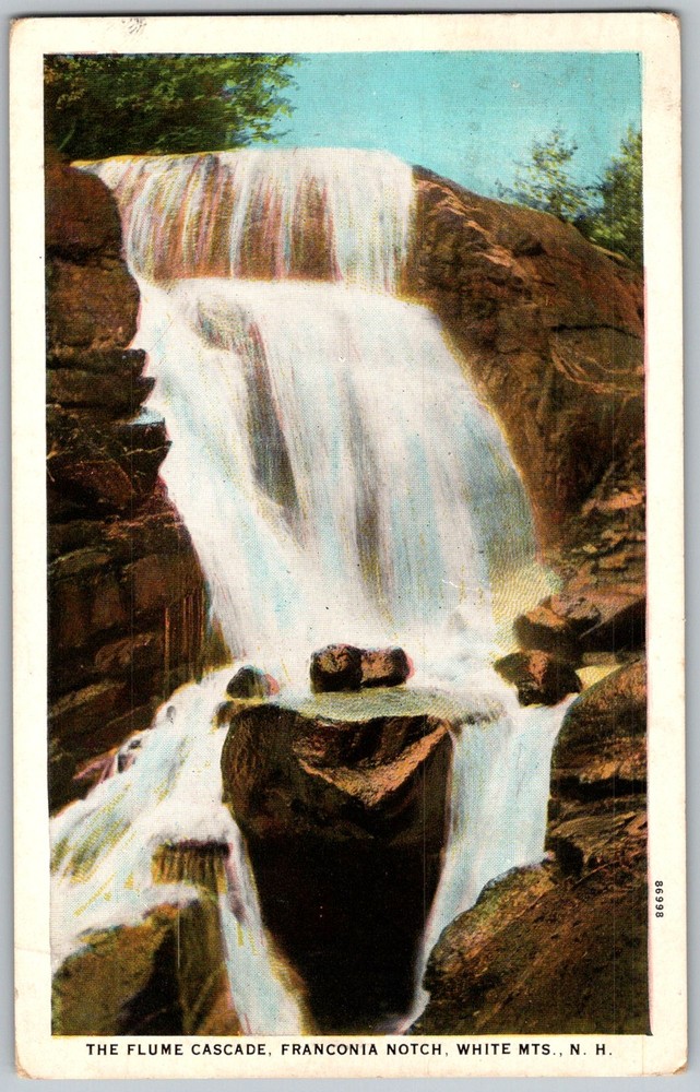 Vtg Postcard Flume Cascade Waterfall Franconia Notch, NH 1930s
