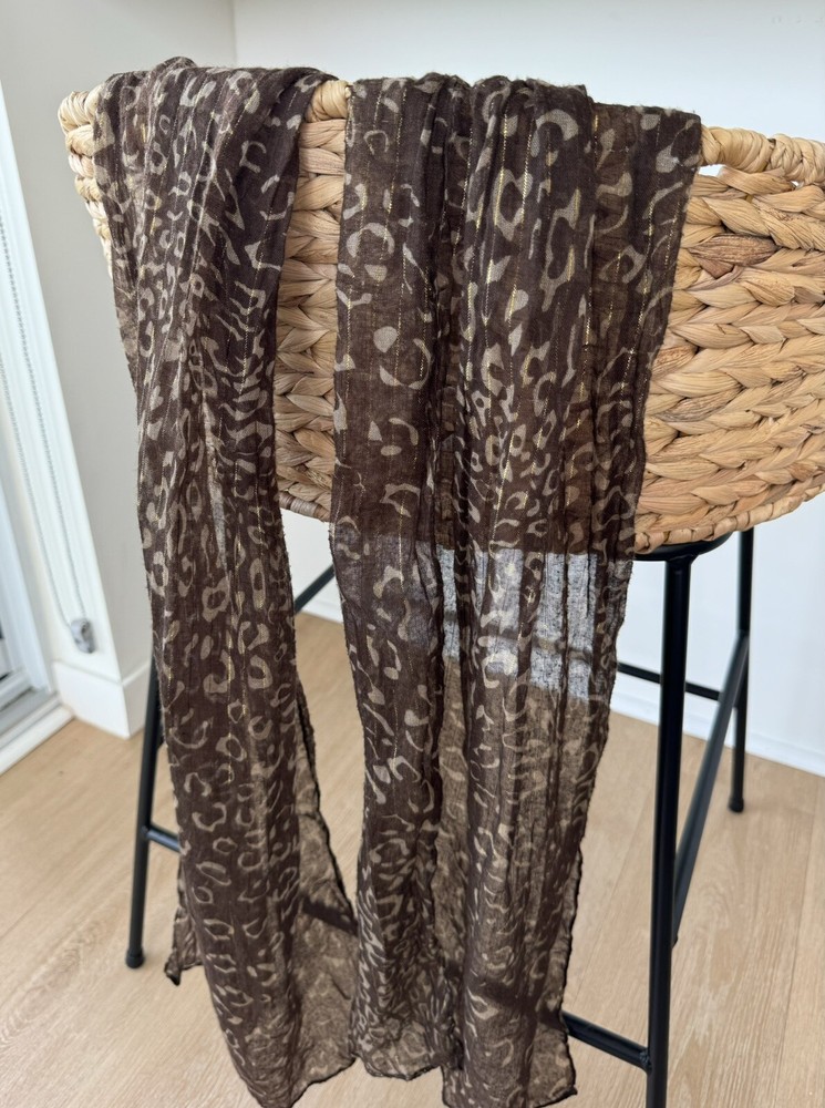 Elegant Brown & Gold Women's Winter Scarf